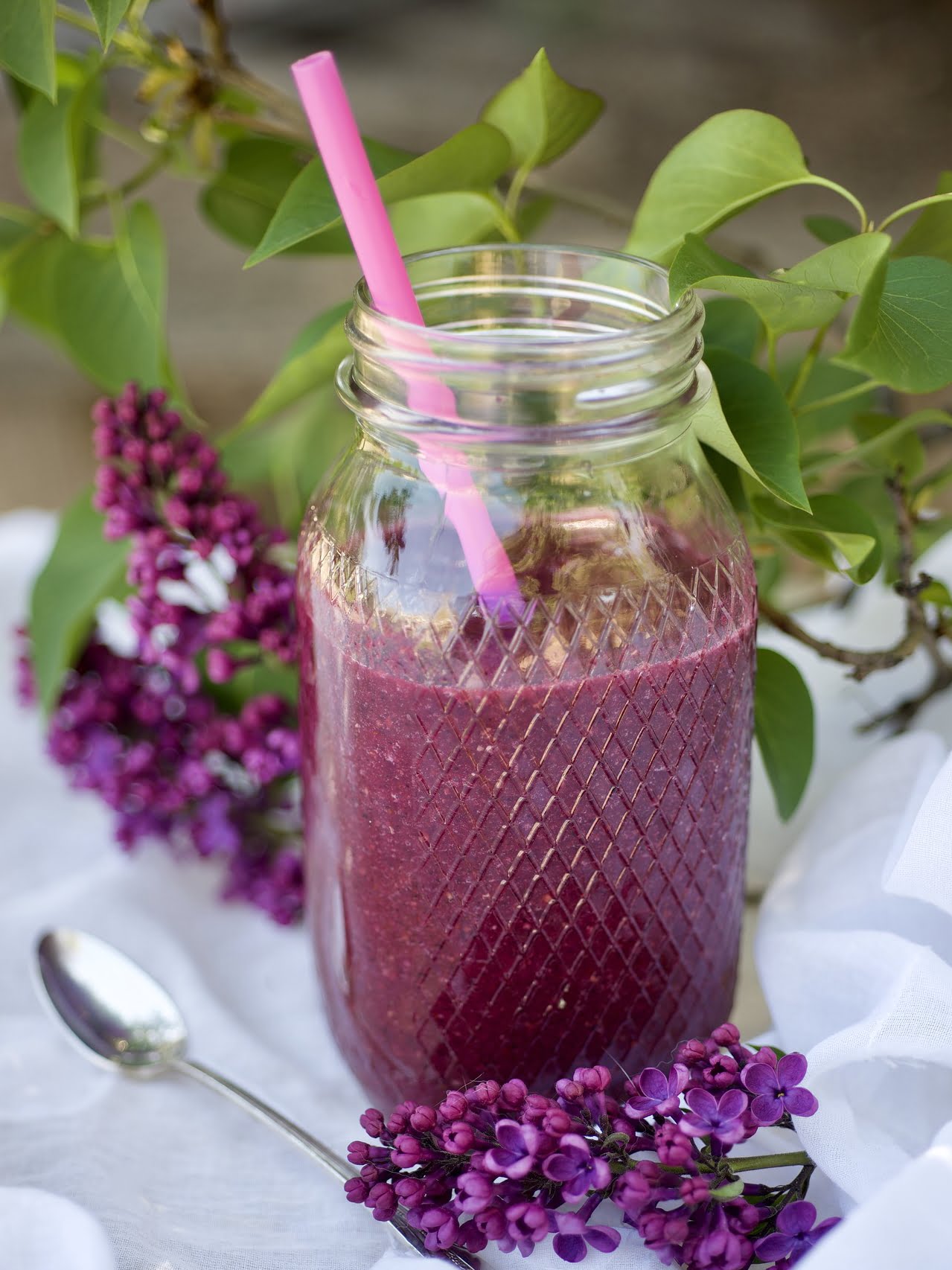 Blueberry smoothie in a glass