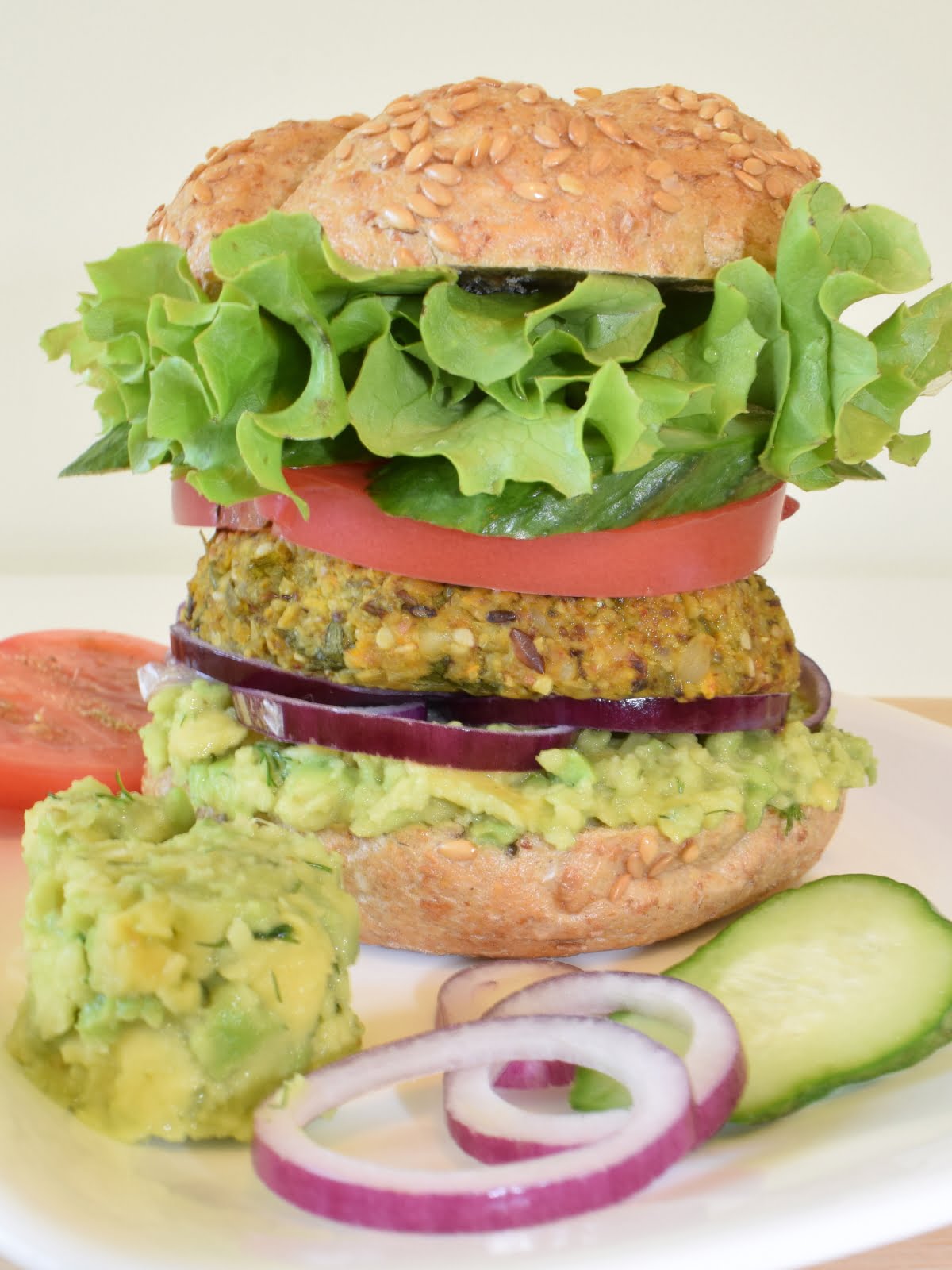 Chickpea, Lentil and Avocado Burger