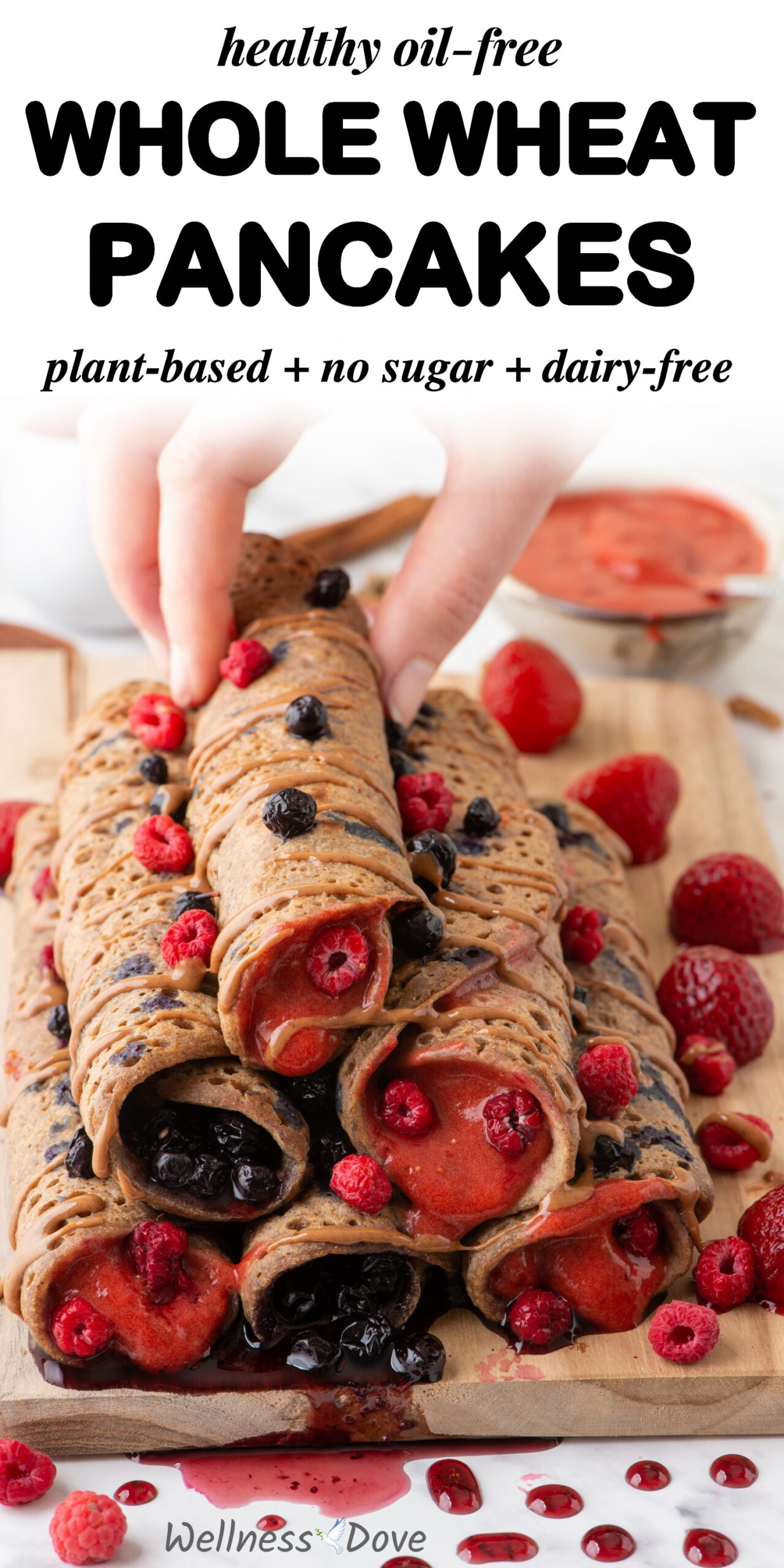 Stack of whole wheat vegan crepes