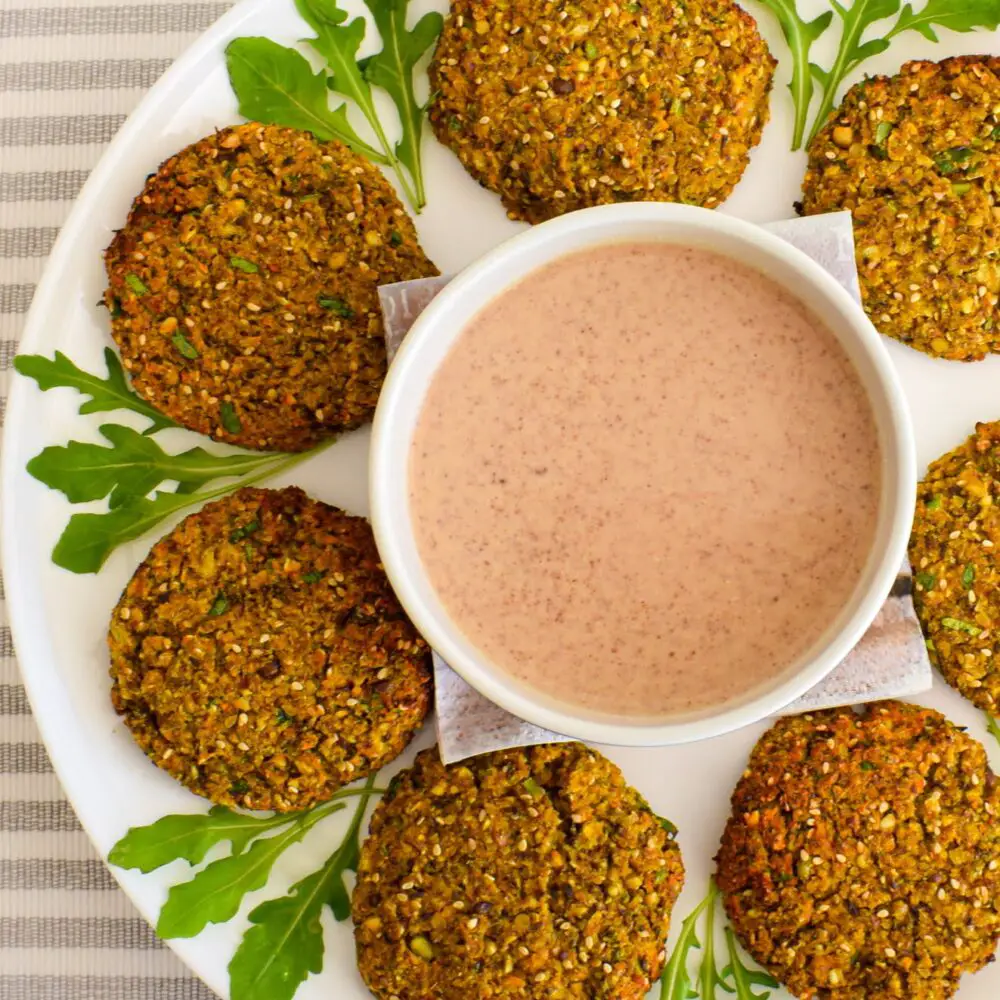 overhead shot of plant protein rich burger patties