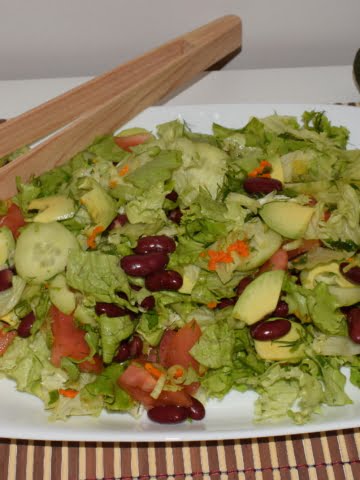 red bean and avocado green salad