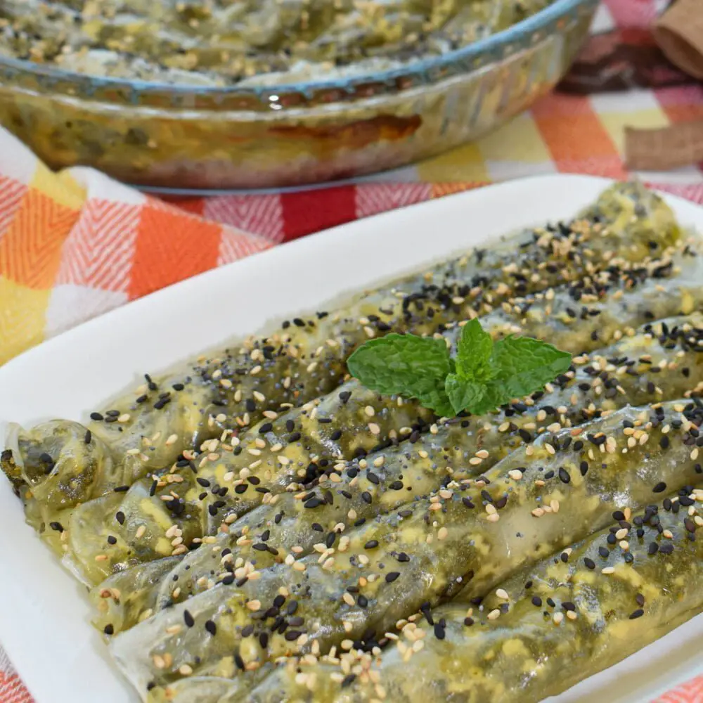 ¾ Shot of vegan spinach tofu pie