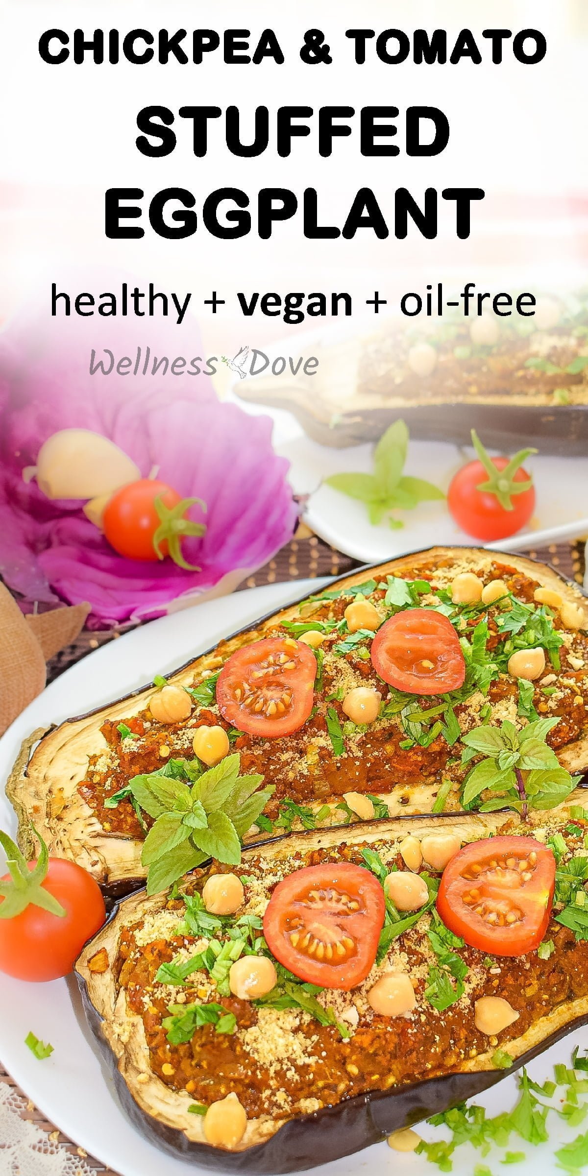 Stuffed Eggplant with Chickpea and Tomato Sauce
