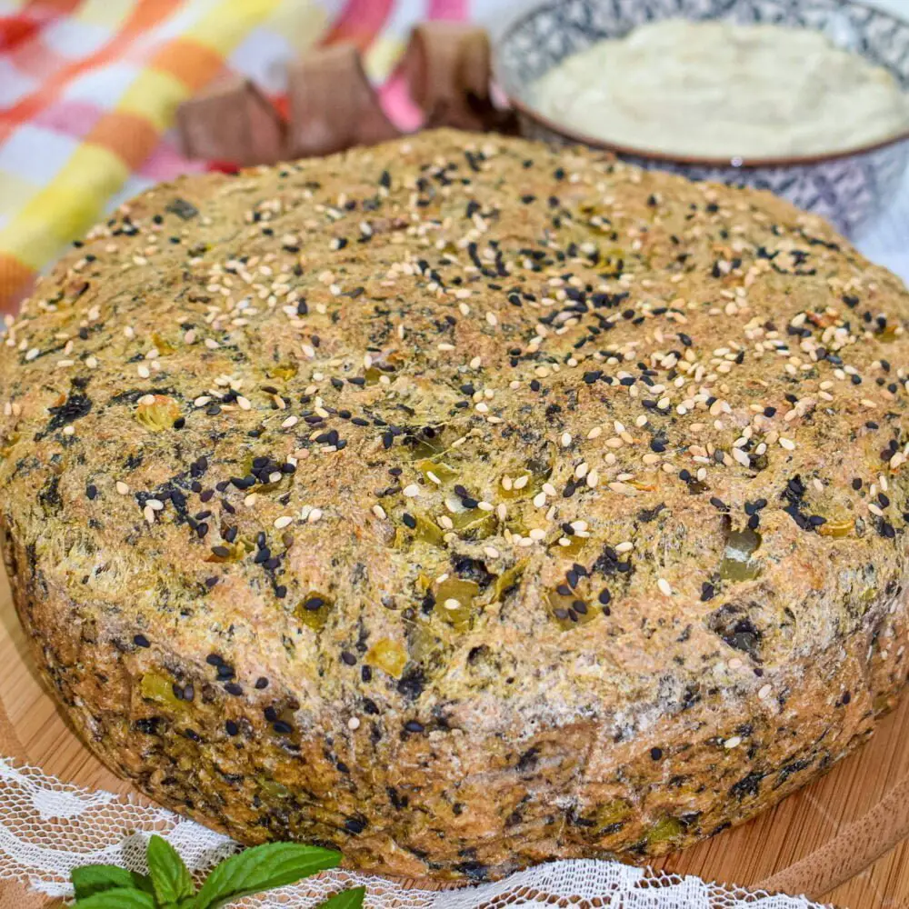 Spinach and Onion Bread ¾ view