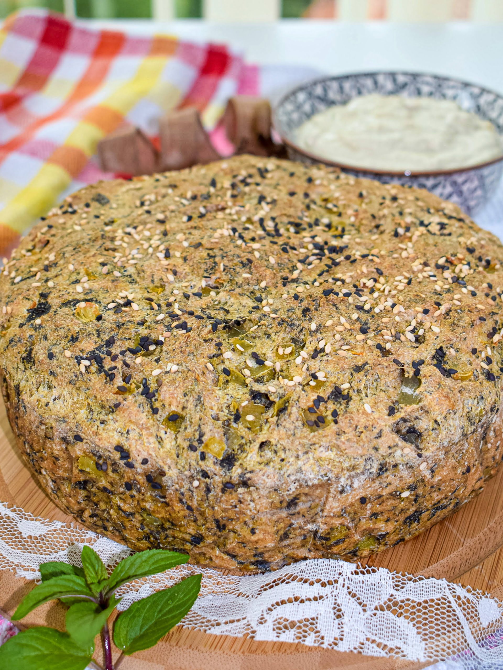 Spinach and Onion Whole Grain Vegan Bread