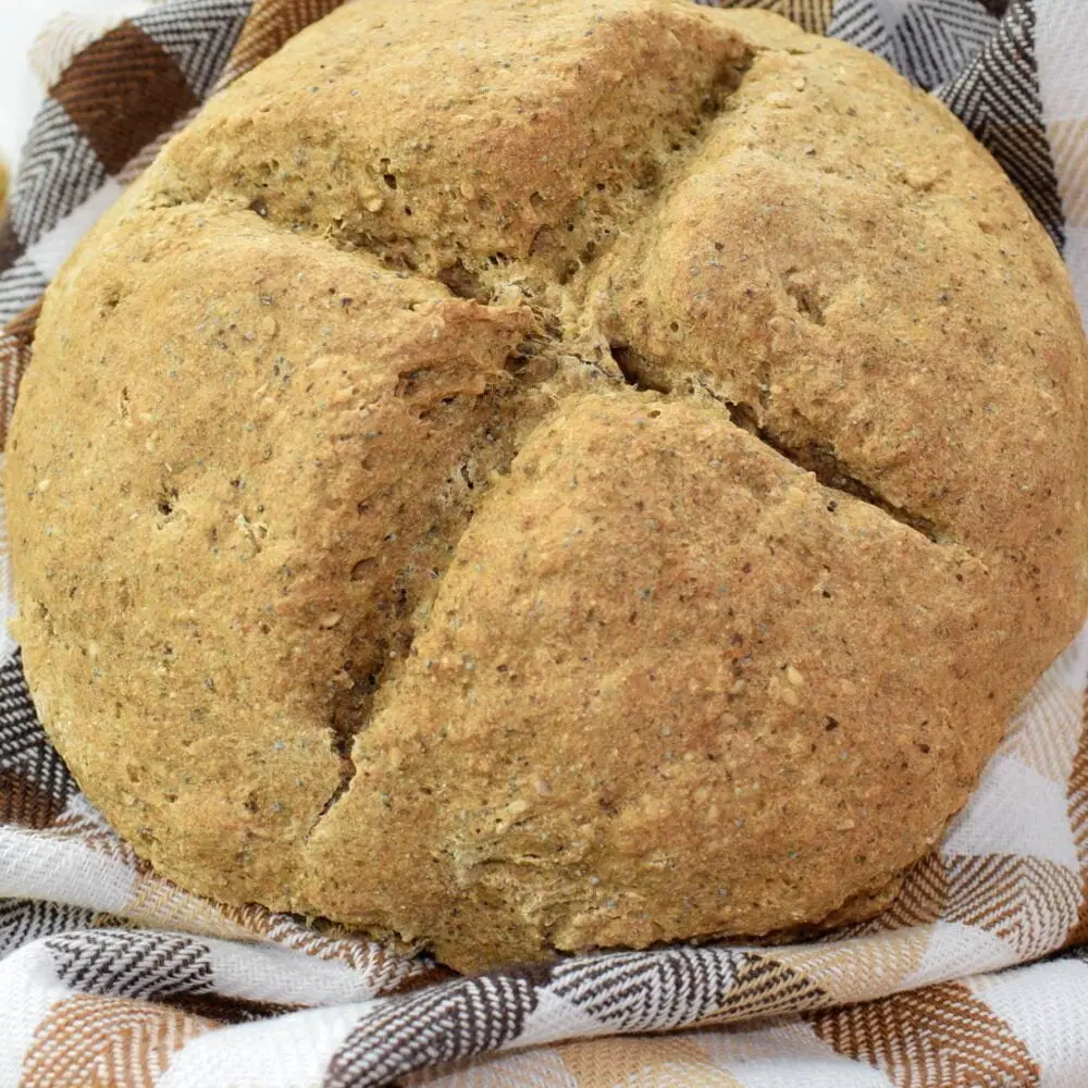 ¾ shot of vegan no yeast bread loaf