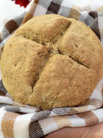 ¾ shot of vegan no yeast bread loaf