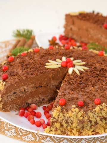 Vegan Chocolate Walnut Cake front view