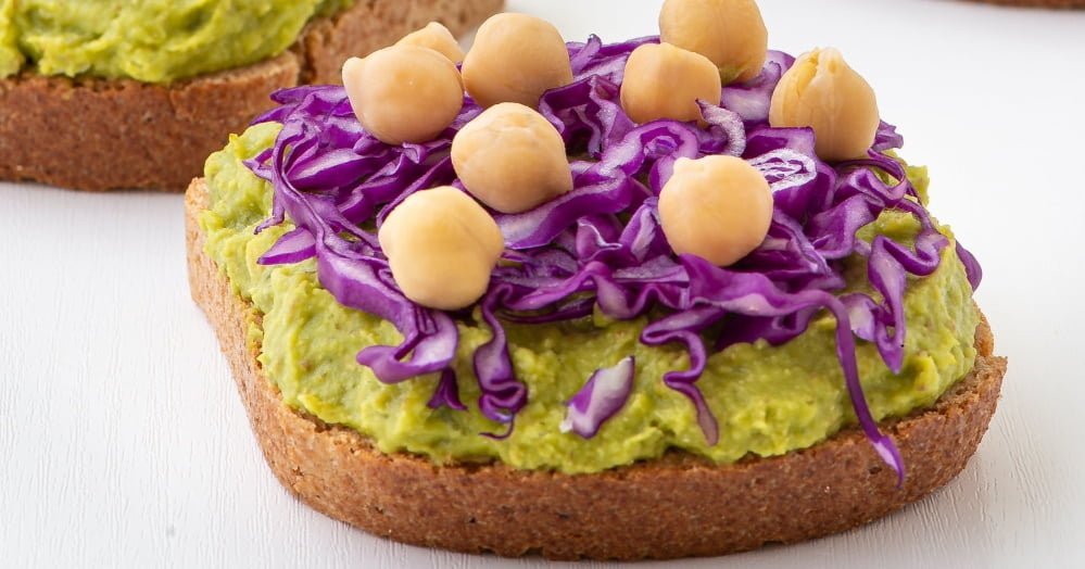 Avocado and chickpea spread on bread