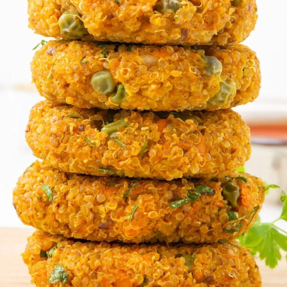 front view sweet potato quinoa burger patties