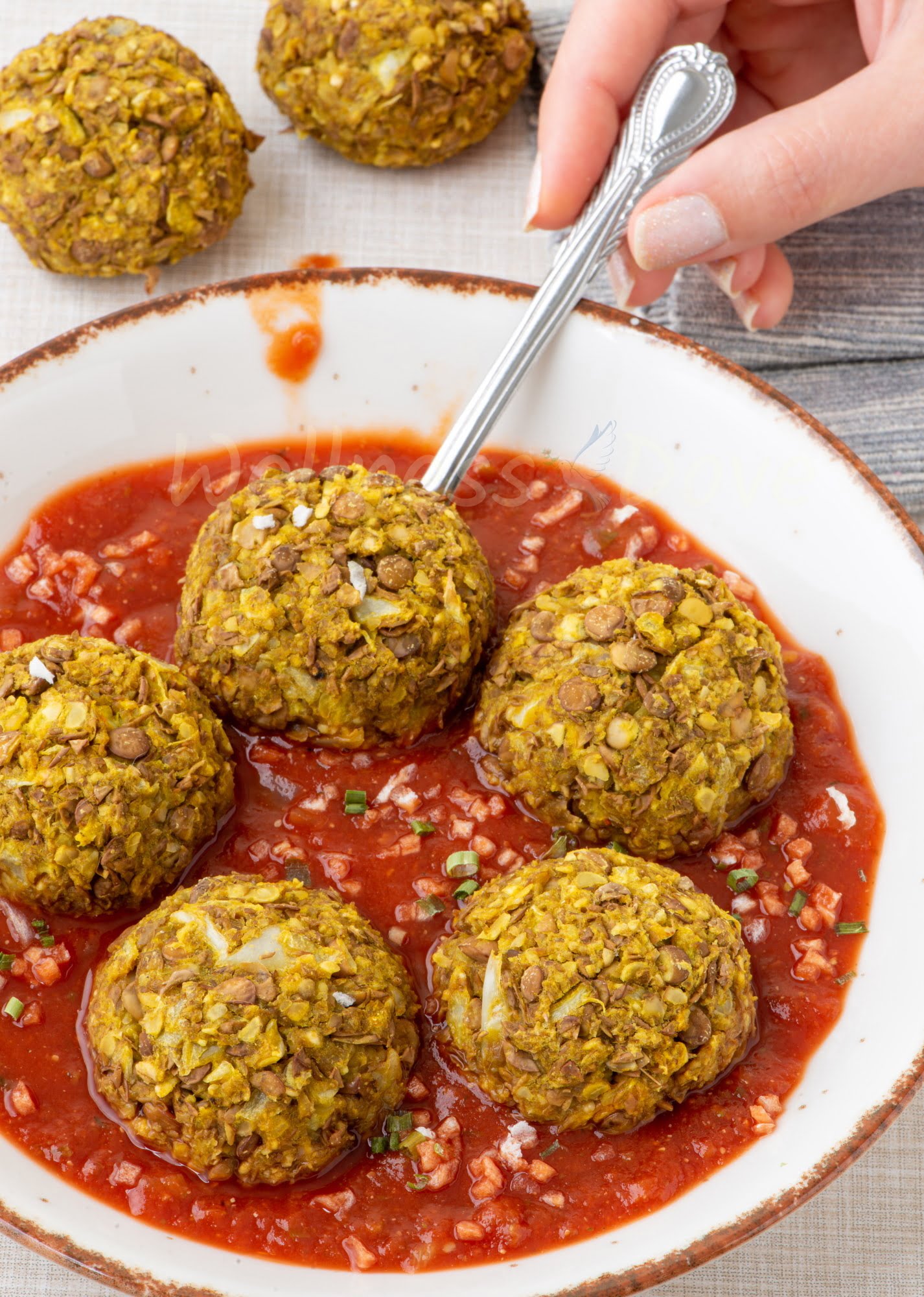 Healthy Lentil Meatballs in Tomato Sauce | WellnessDove