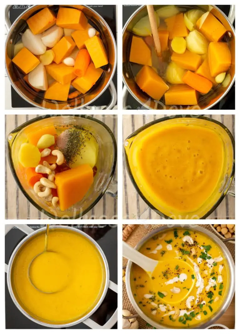 Making of the vegan squash soup, step by step