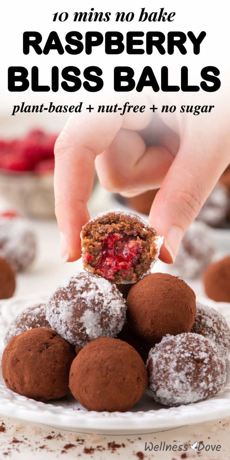 Raspberry Bliss Balls | Healthy Nut-free Bliss Balls | WellnessDove