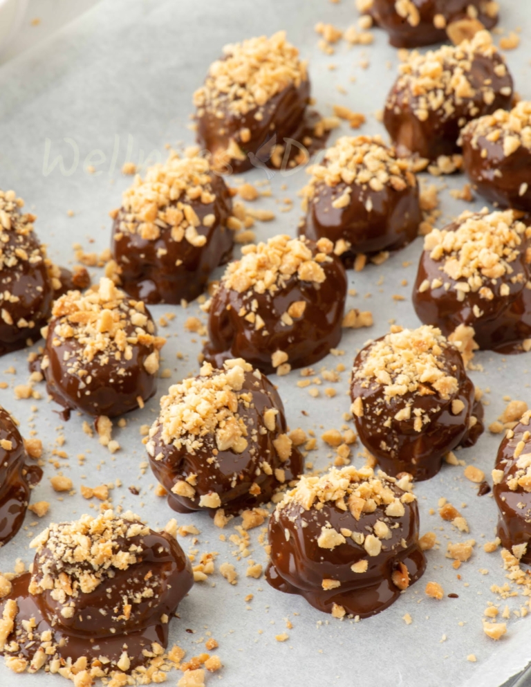 a tray of vegan mini snickers