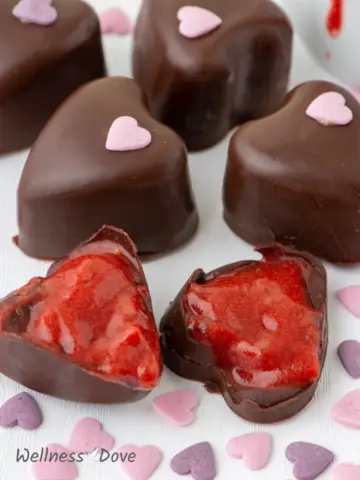 Valentine's day chocolate strawberry hearts