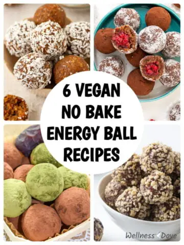 Collage of 4 vegan energy ball recipes
