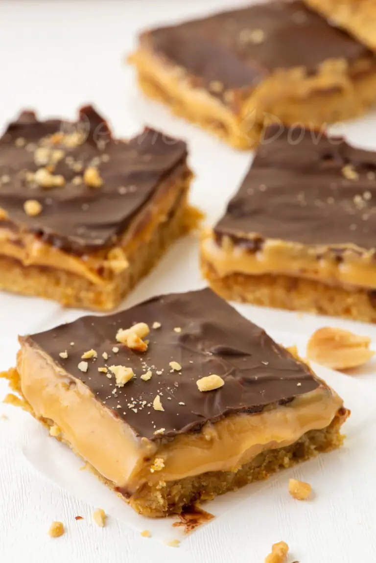 vegan twix bars on a table, front view