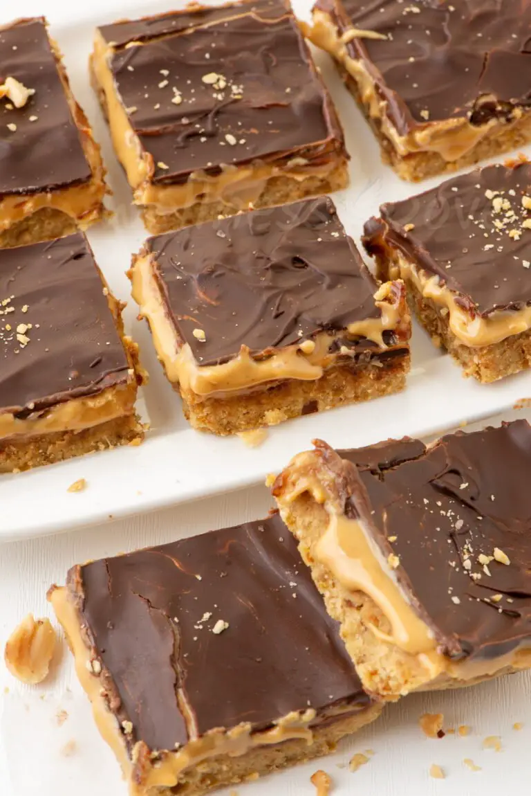 vegan twix bars in a plate and on the table
