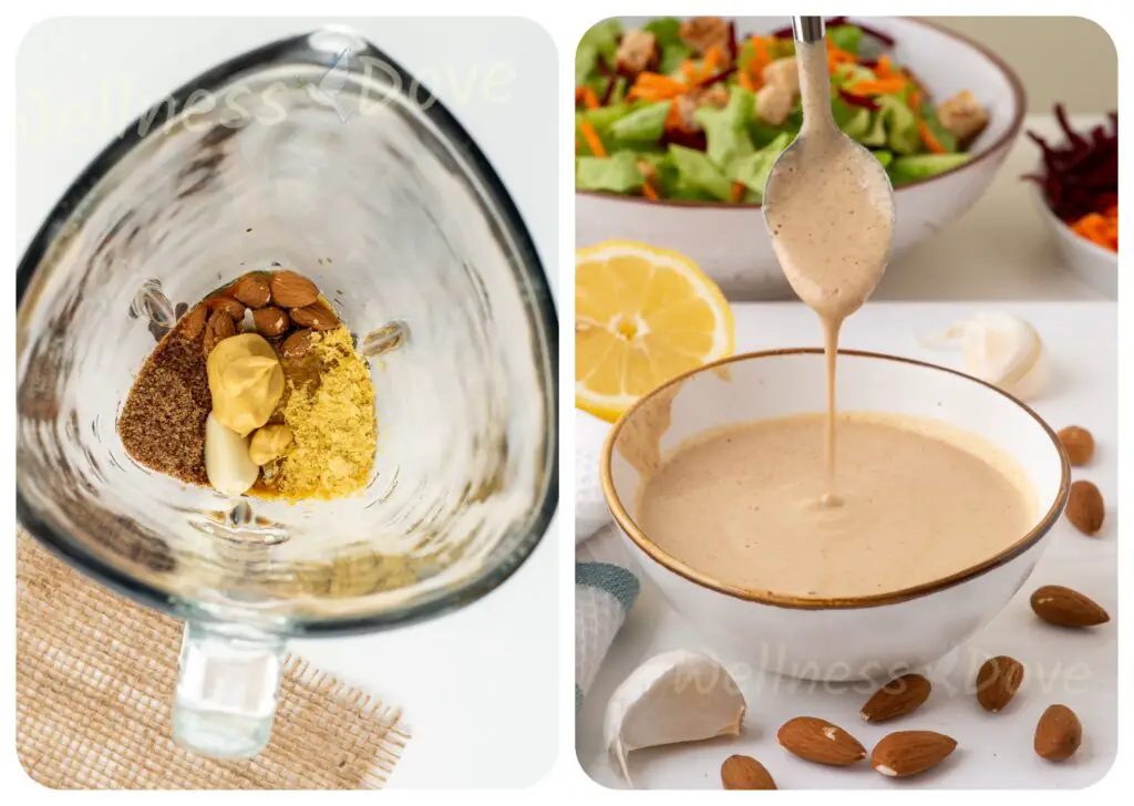 collage of how to make no oil salad dressing