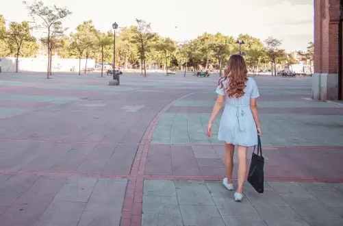 Woman walking in town