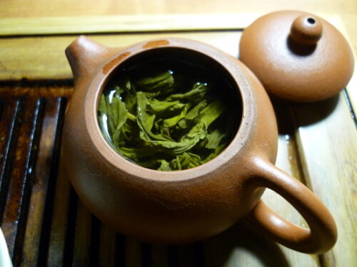a pot of green tea
