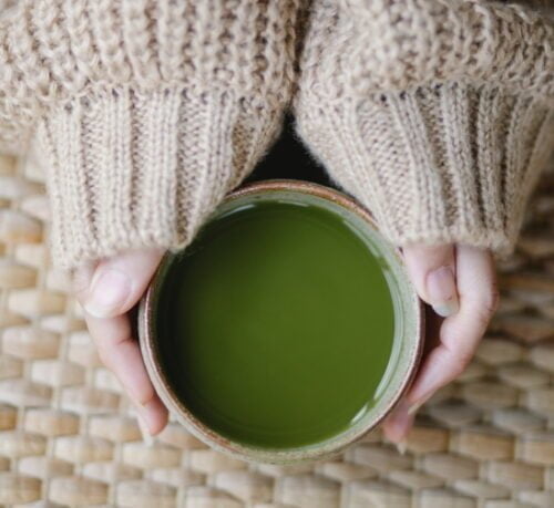 a cup of green tea