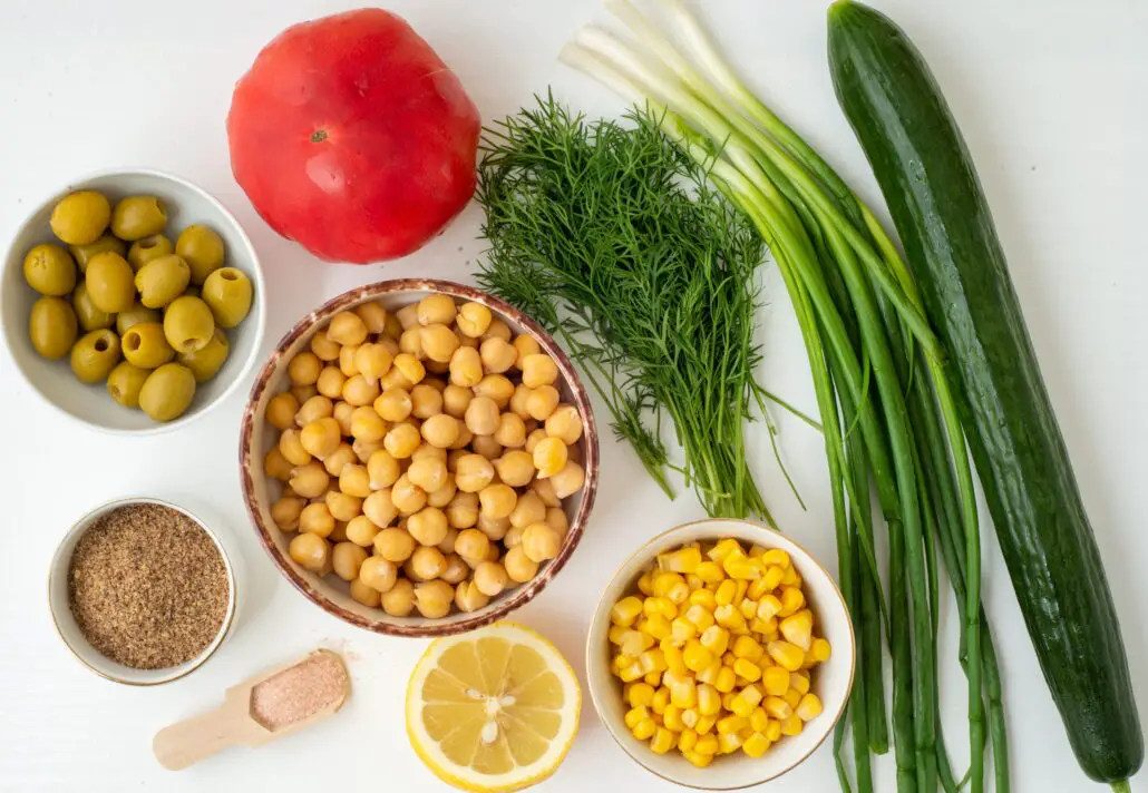 healthy vegan mediterranean chickpea salad ingredients