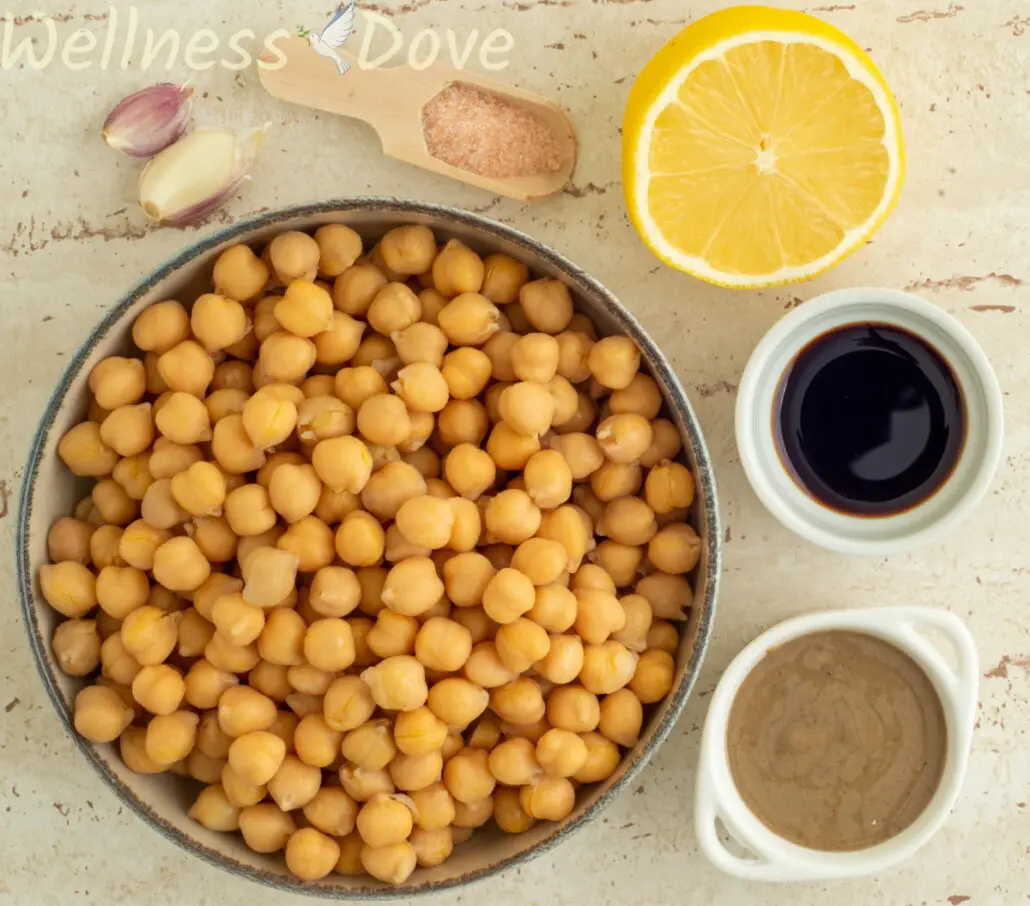 the ingredients for the 5 ingredient oil-free vegan hummus