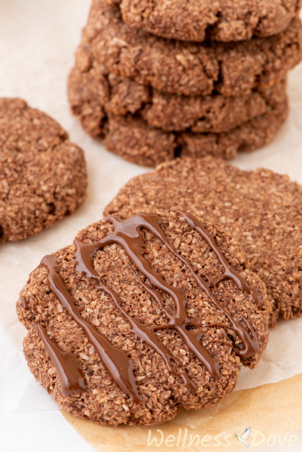 a macro shot of two of the easy 3 ingredient vegan coconut cookies