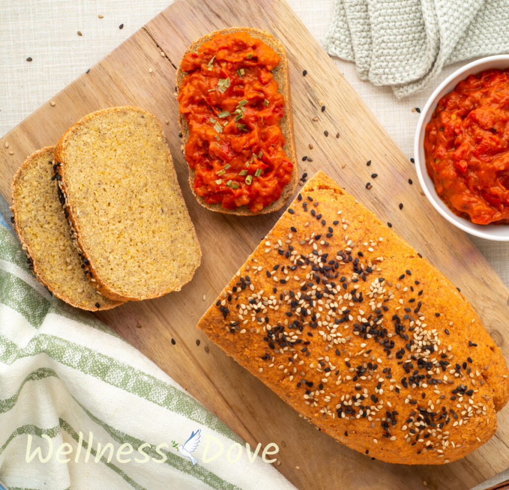 an overhead view of the vegan gluten free lentil bread