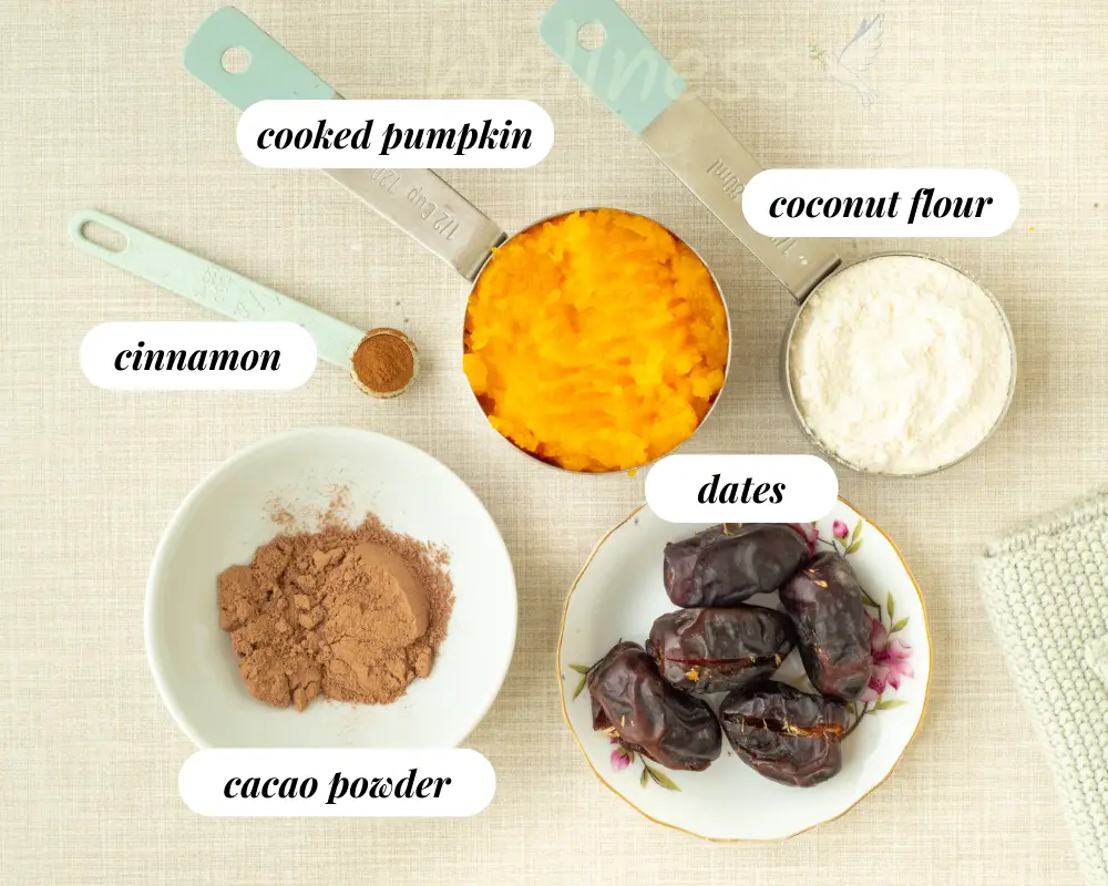 the ingredients for the easy vegan pumpkin truffles