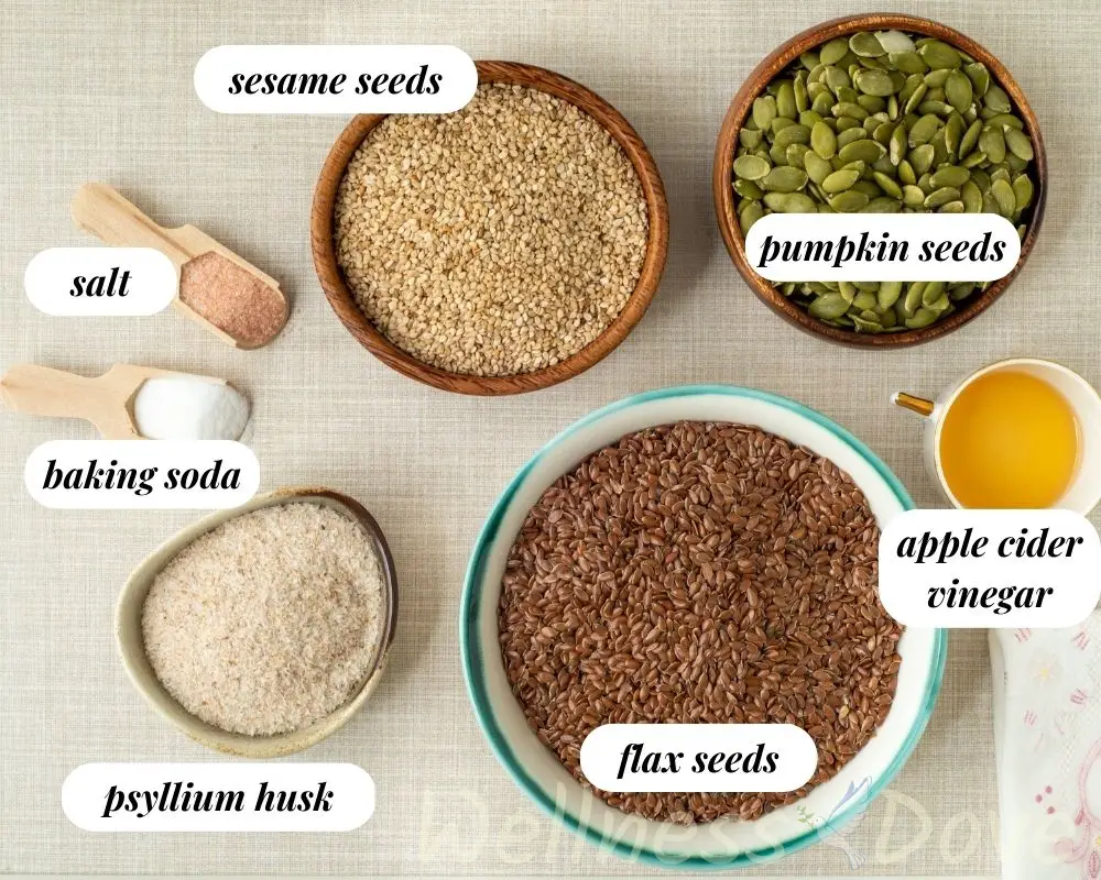 the ingredients for the vegan gluten free seeds bread