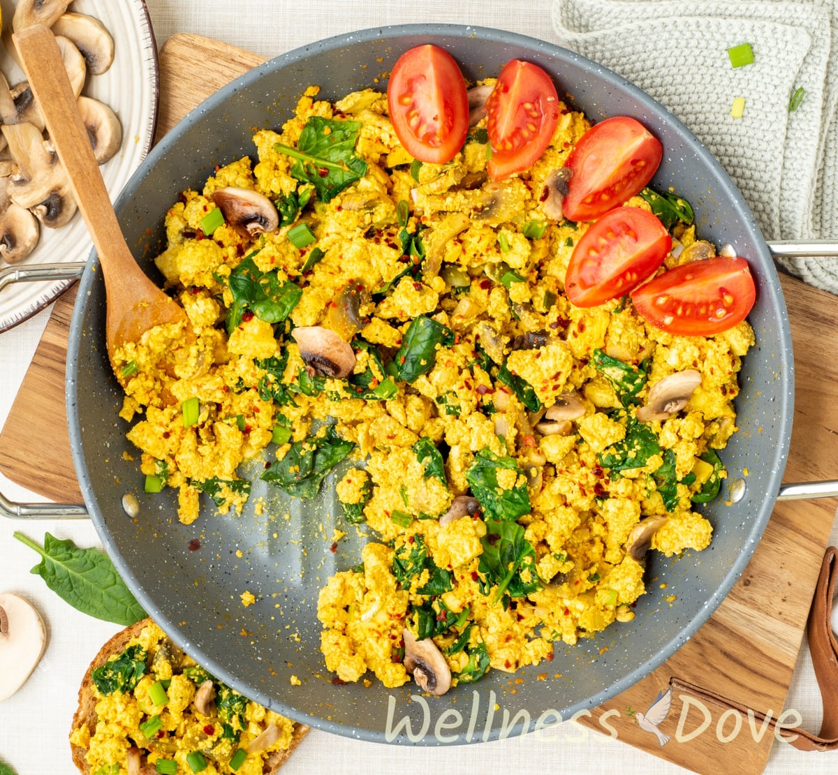 Vegan Tofu & Spinach Egg Scramble | WellnessDove