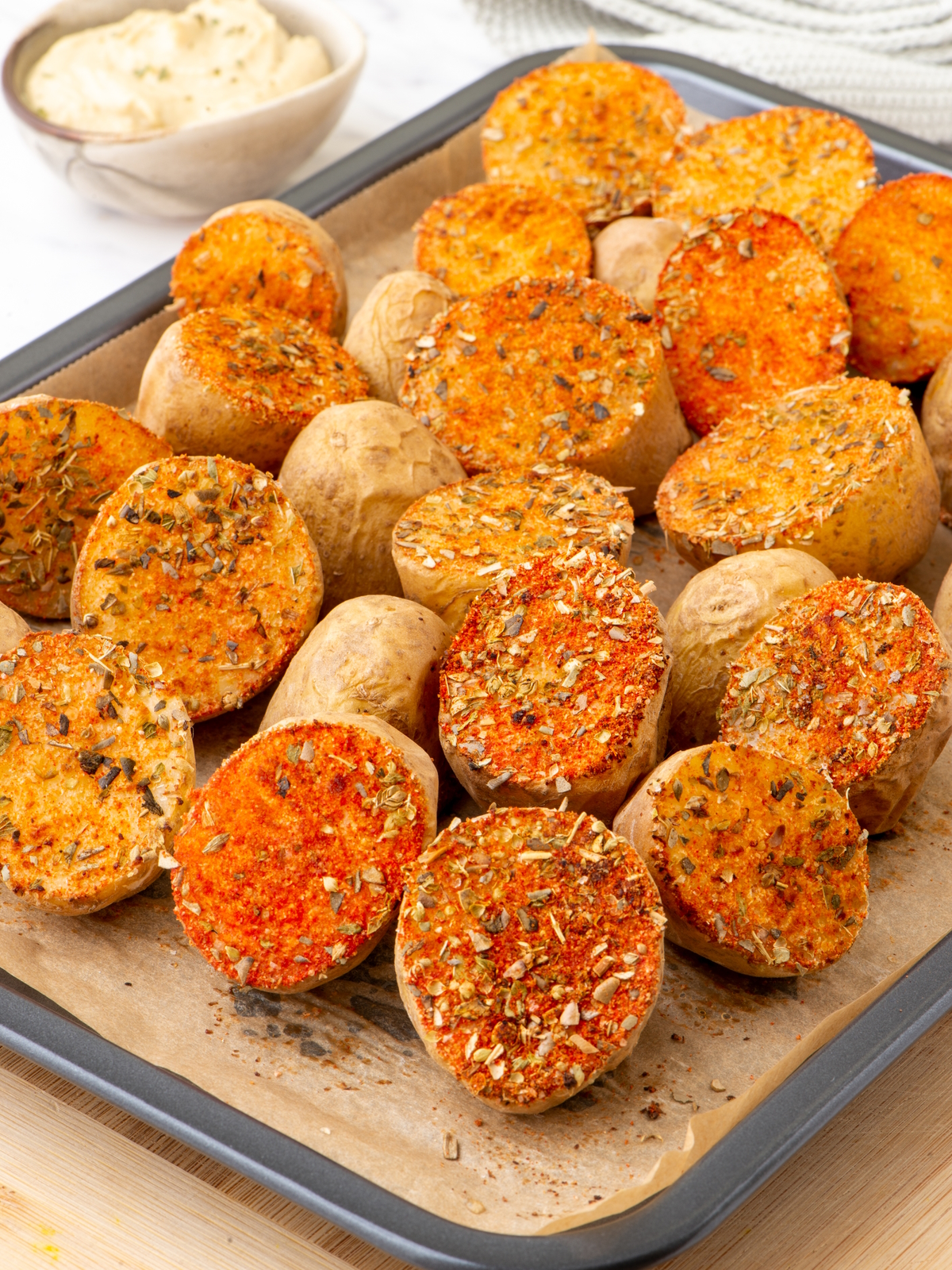 Oil-free oven roasted potatoes with herbs