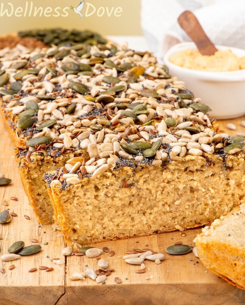 a side shot of the Easy No Yeast Gluten free Vegan Quinoa Bread