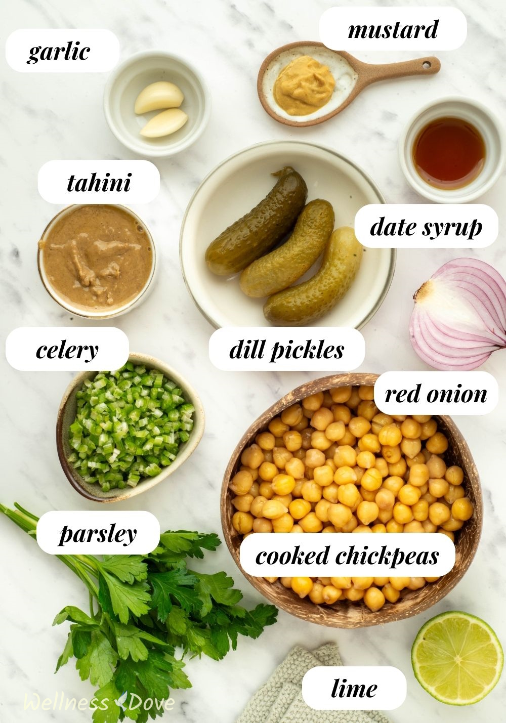 the ingredients for the Healthy Vegan Chickpea ‘Tuna’ Salad