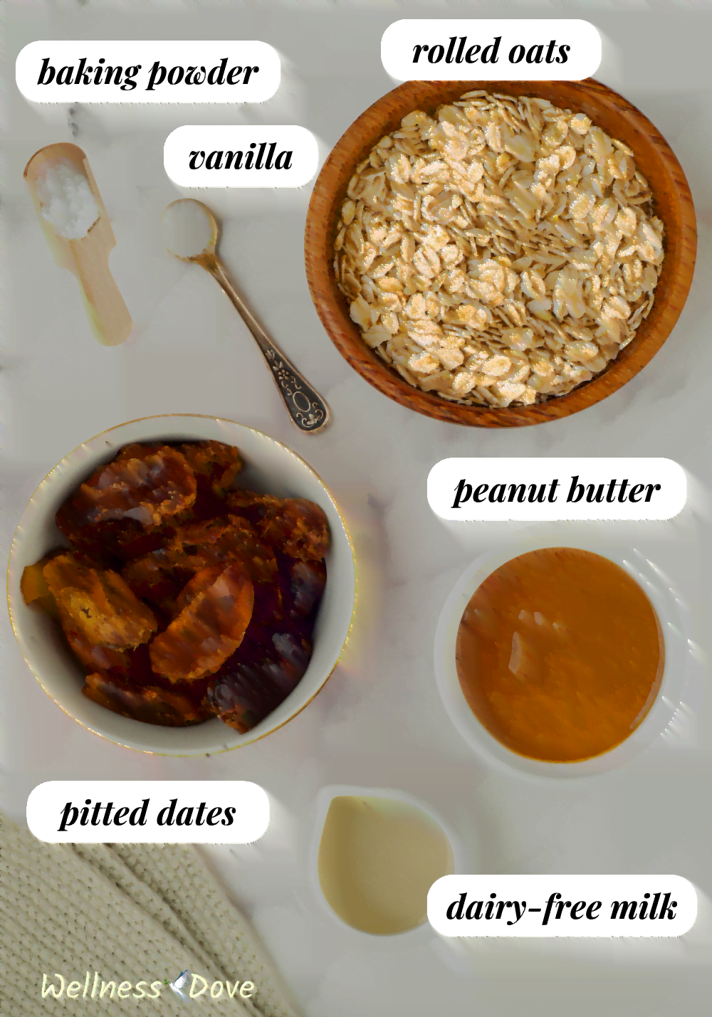 the ingredients for the Oatmeal Peanut Butter Vegan Cookies