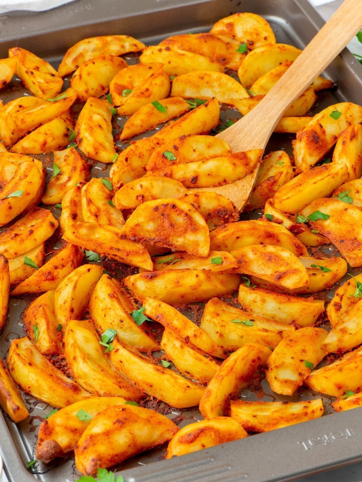 Baked mustard potato wedges