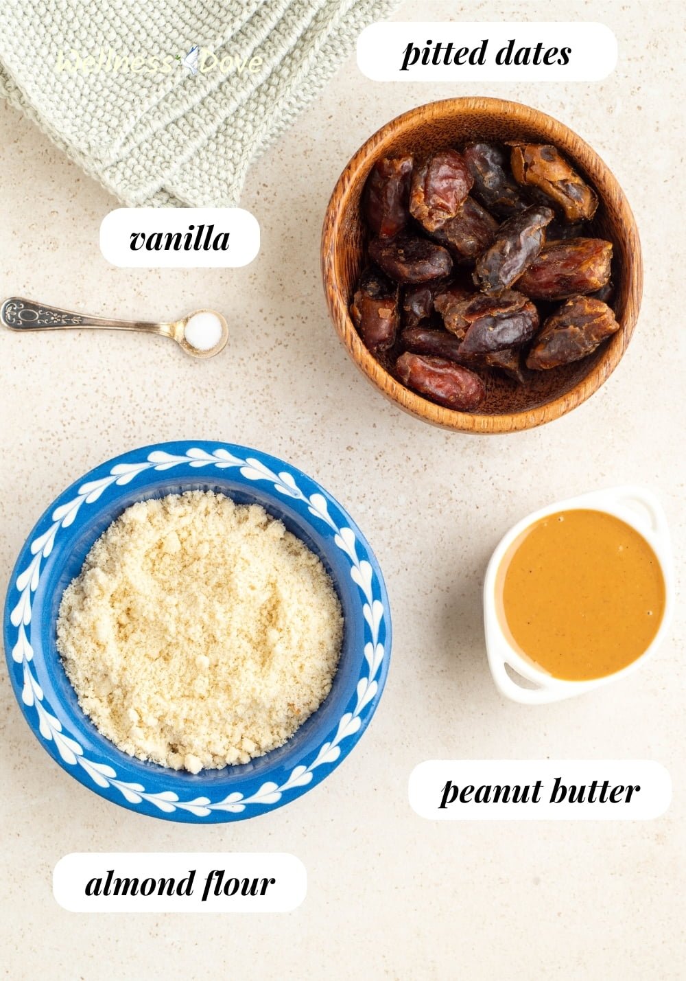 the ingredients for the Easy and Healthy Peanut Butter Vegan Cookies