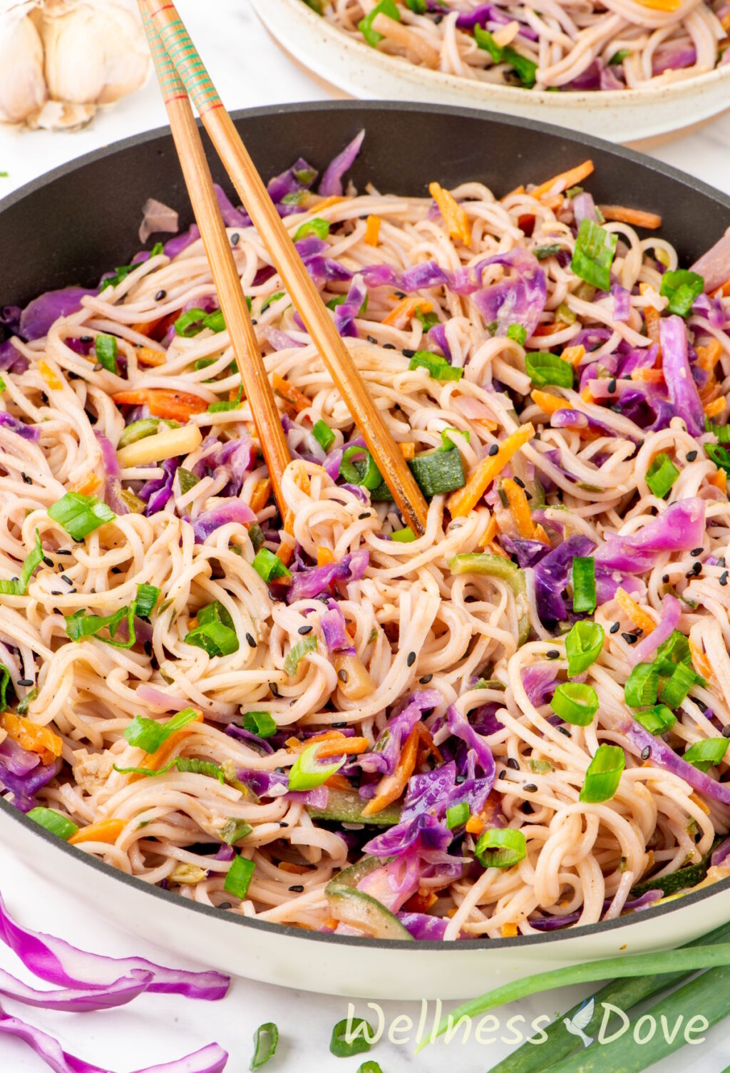 close up shot of the Quick and Easy Vegan Stir Fry Noodles