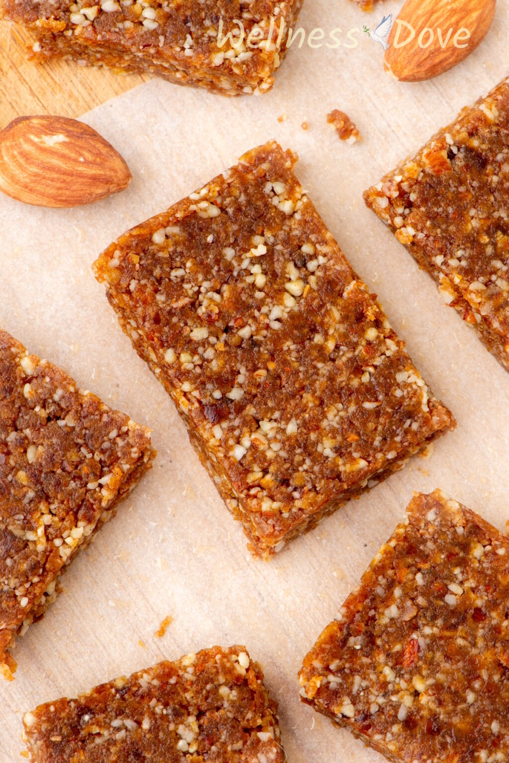 a macro photo of one of the Almond Peanut Butter Bars