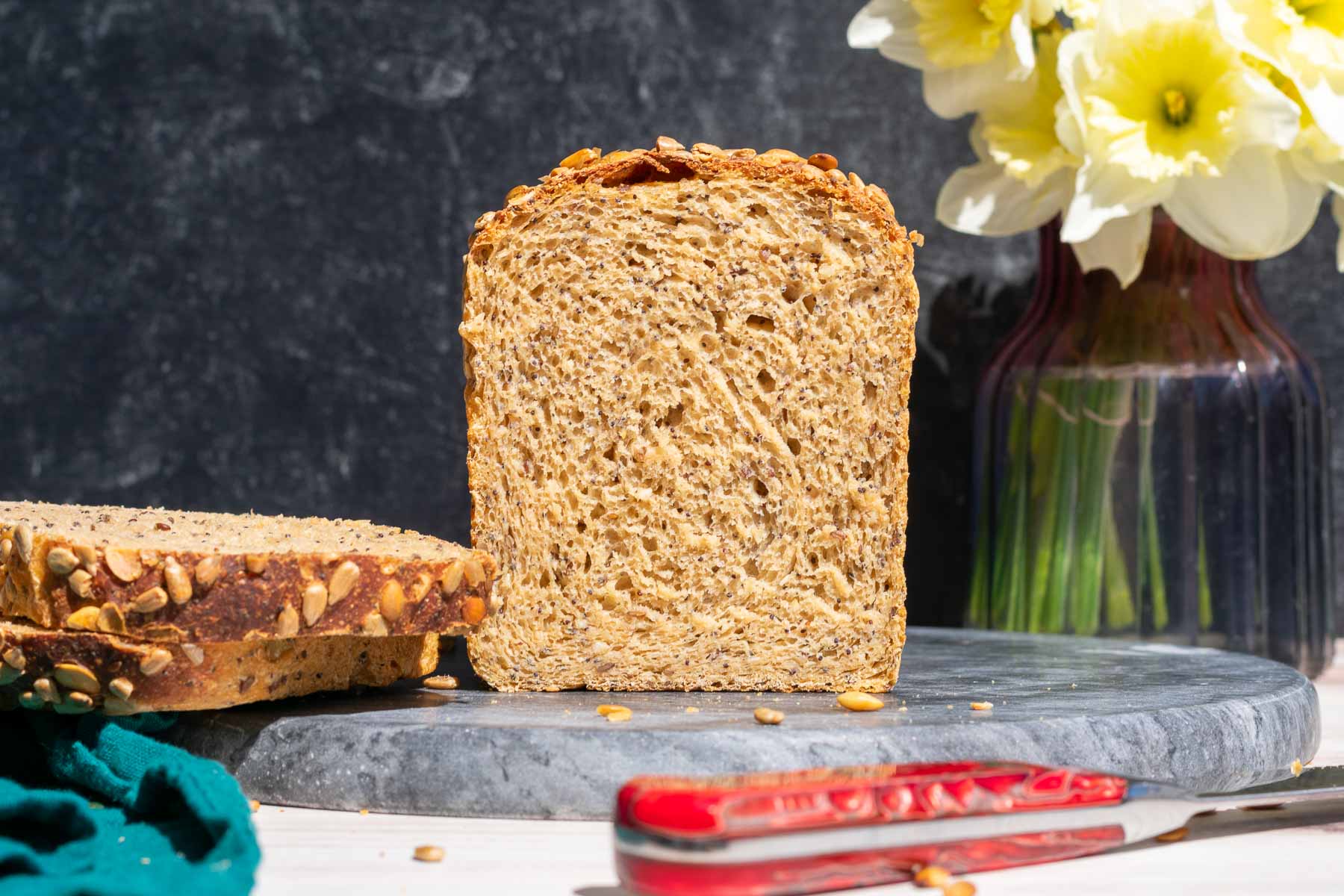 Seeded Whole Wheat Sourdough Sandwich Bread