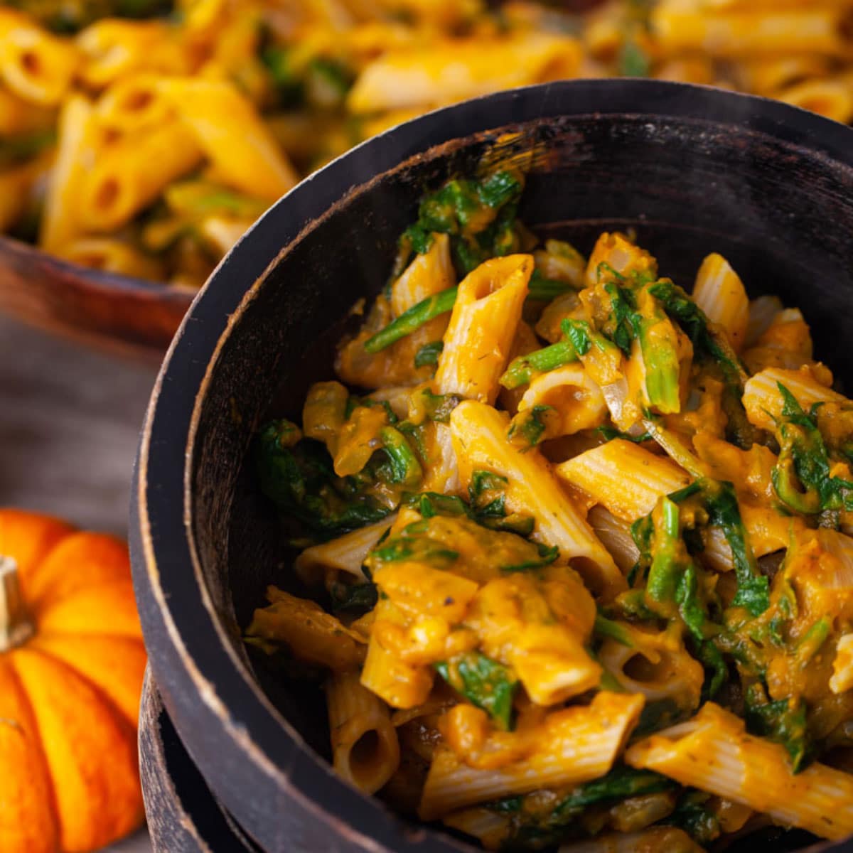 Vegan Pumpkin Pasta with Spinach