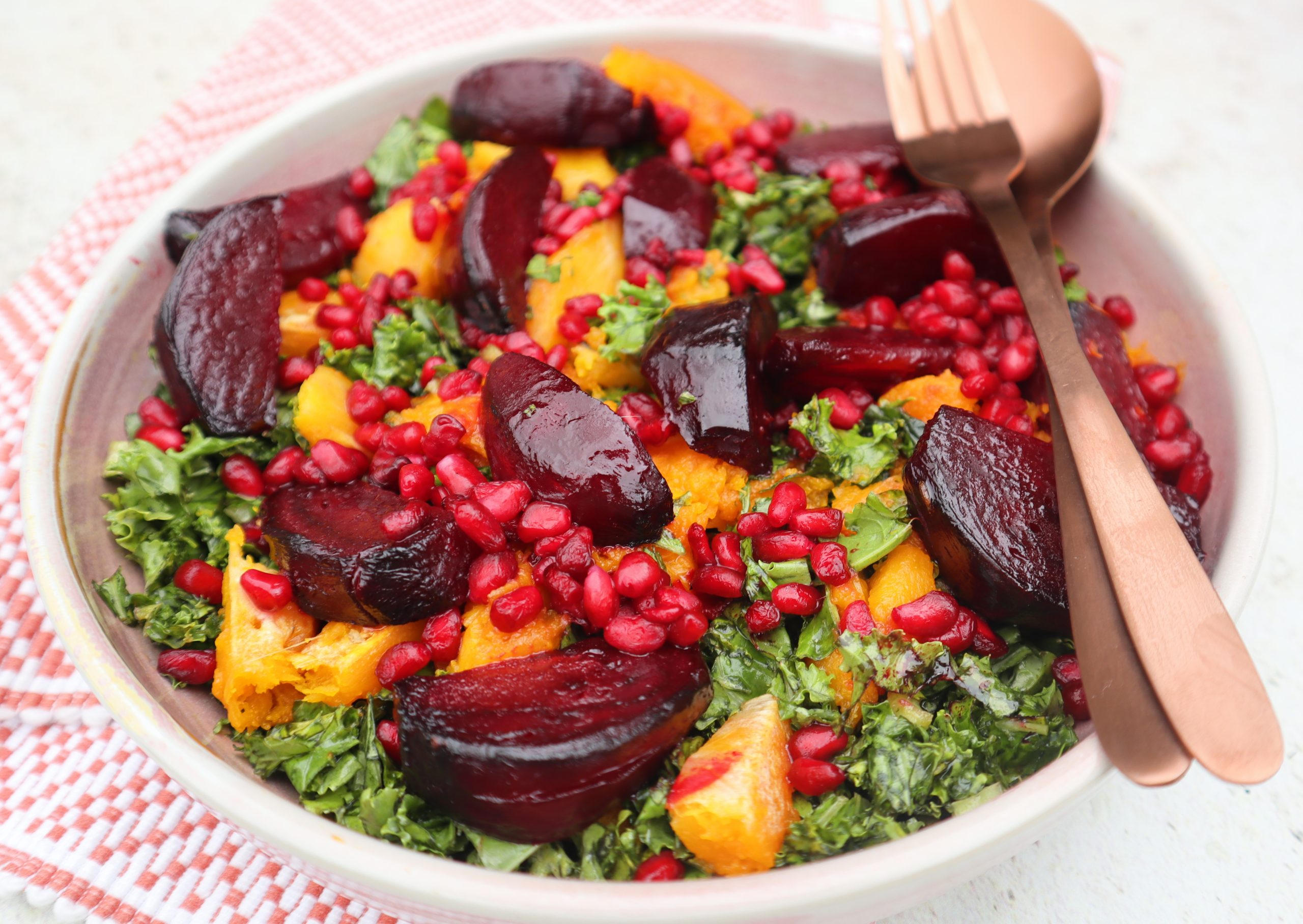 Autumn Kale Salad with Pumpkin and Beet
