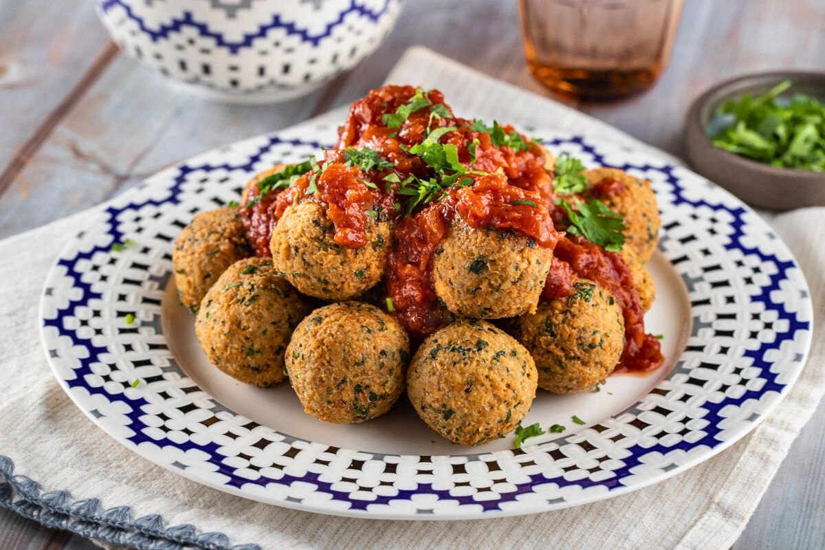 Chickpea Fritters with Spicy Sauce