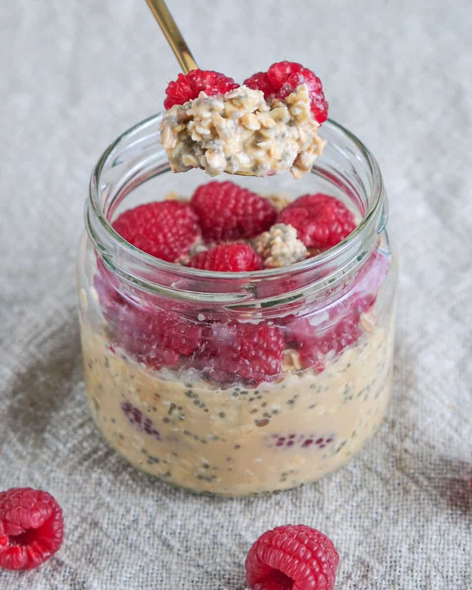 High-Protein PBJ Overnight Oats