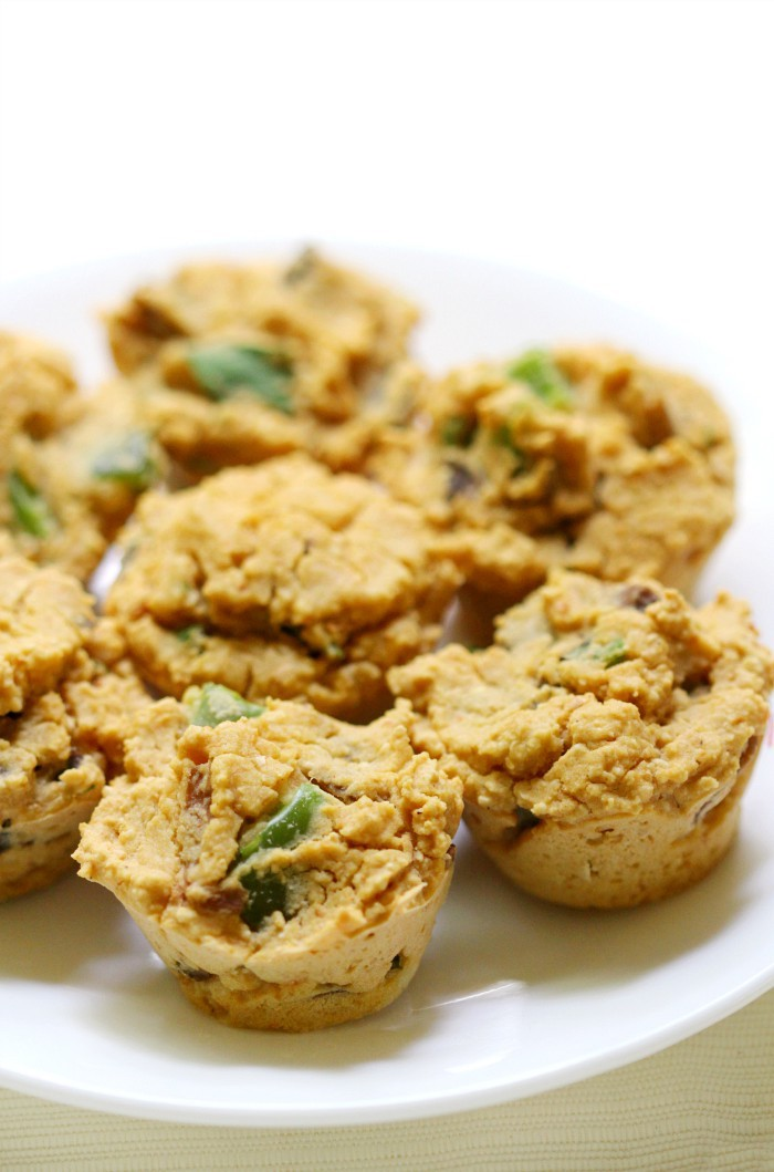 Mini chickpea flour frittata bites baked in a muffin pan