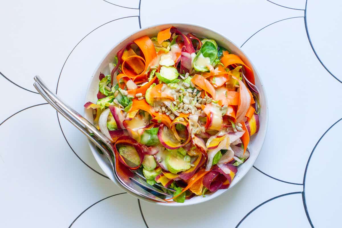 Raw Brussels Sprouts Salad with Tahini