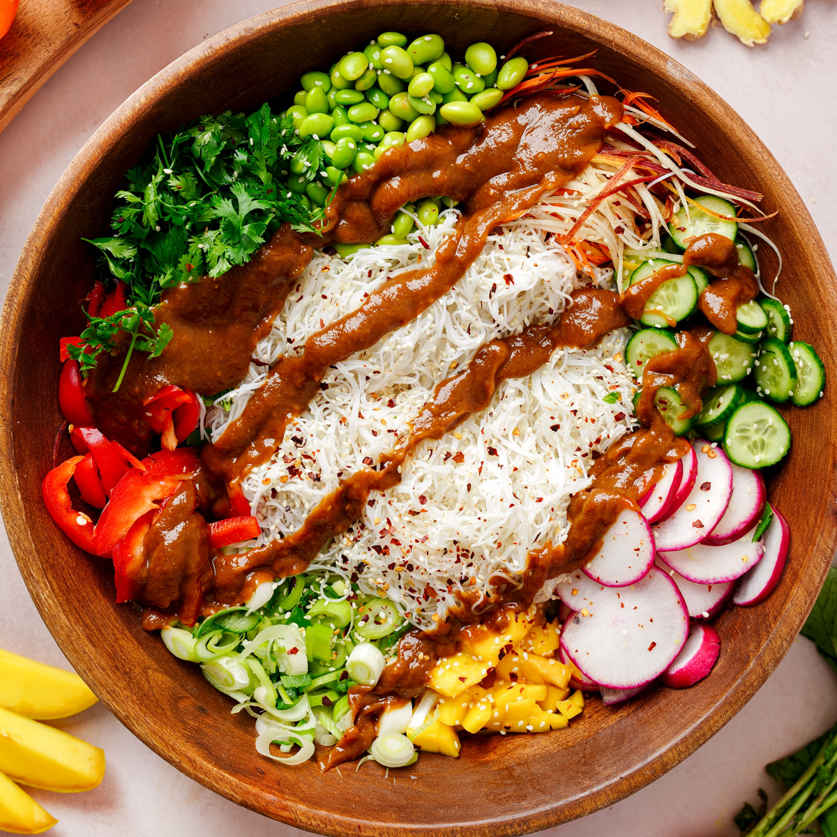 Spring Roll Salad with Peanut Dressing