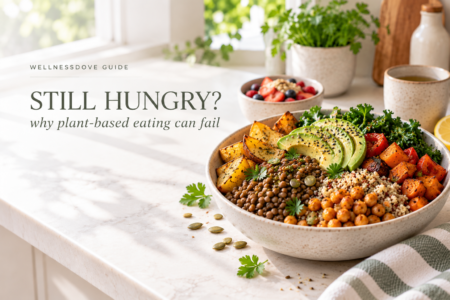 why plant-based diet makes you hungry,plant-based diet hunger,why people quit vegan diet,staying full on plant-based diet,plant-based diet mistakes